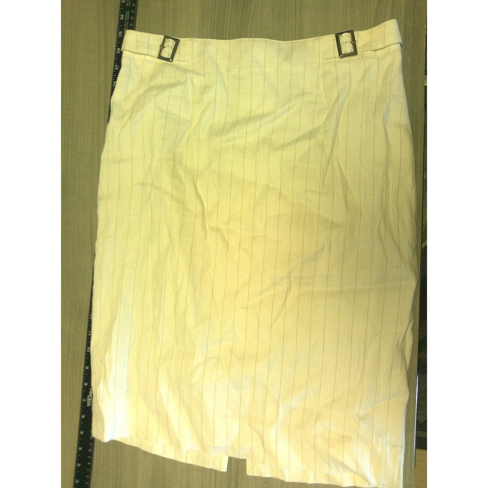 White House‎ Black Market Pencil Skirt Women 6 White Excellent Pinstripe Linen